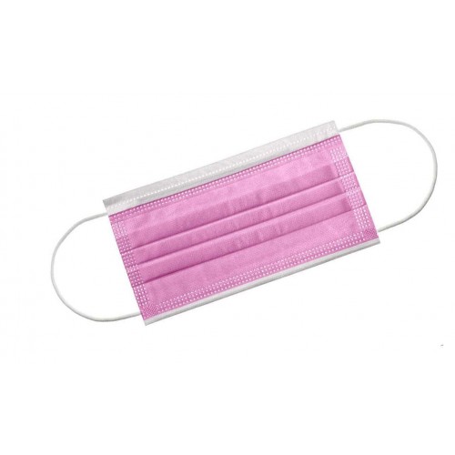 Маска медична тришарова на резинці Славна № 1 рожевого кольору