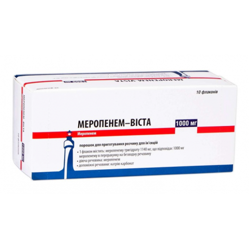  Меропенем-Виста порошок для приготовления раствора для инъекций по 1000 мг во флаконах №10***