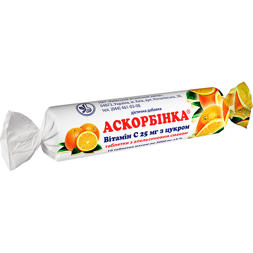 Аскорбинка-КВ с апельсиновым вкусом табл 0.025 №10*